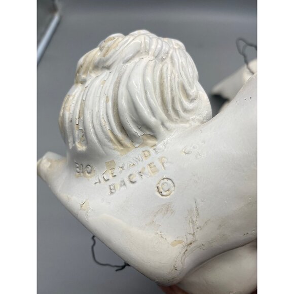 vintage set of 2 Alexander Backer Company figurines Chalkware Cherubs 13" READ - Picture 9 of 11